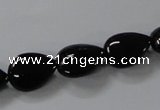 CAB745 15.5 inches 10*14mm flat teardrop black agate gemstone beads