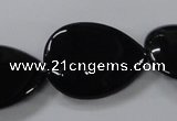 CAB748 15.5 inches 22*30mm flat teardrop black agate gemstone beads