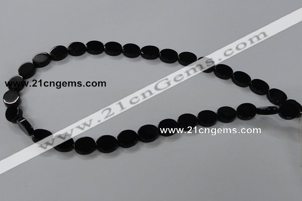 CAB750 15.5 inches 10*12mm oval black agate gemstone beads