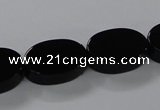 CAB751 15.5 inches 13*18mm oval black agate gemstone beads