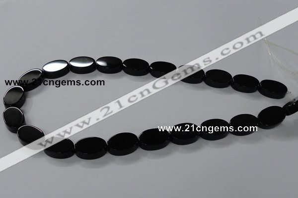 CAB751 15.5 inches 13*18mm oval black agate gemstone beads