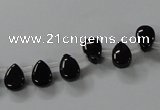 CAB752 15.5 inches 6*8mm top-drilled flat teardrop black agate beads