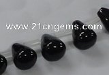 CAB754 15.5 inches 8*10mm top-drilled teardrop black agate beads