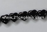 CAB755 15.5 inches 10*10mm top-drilled heart black agate beads