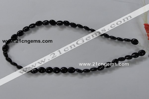 CAB756 15.5 inches 8*10mm oval black agate gemstone beads wholesale