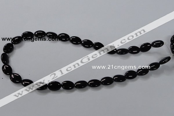 CAB757 15.5 inches 10*14mm oval black agate gemstone beads wholesale