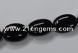 CAB758 15.5 inches 12*16mm oval black agate gemstone beads wholesale