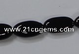 CAB760 15.5 inches 10*20mm oval black agate gemstone beads wholesale