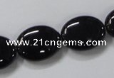 CAB761 15.5 inches 15*20mm oval black agate gemstone beads wholesale