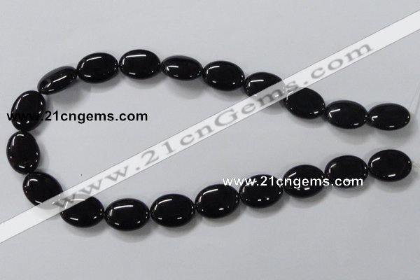 CAB761 15.5 inches 15*20mm oval black agate gemstone beads wholesale