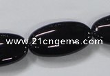 CAB763 15.5 inches 15*30mm oval black agate gemstone beads wholesale