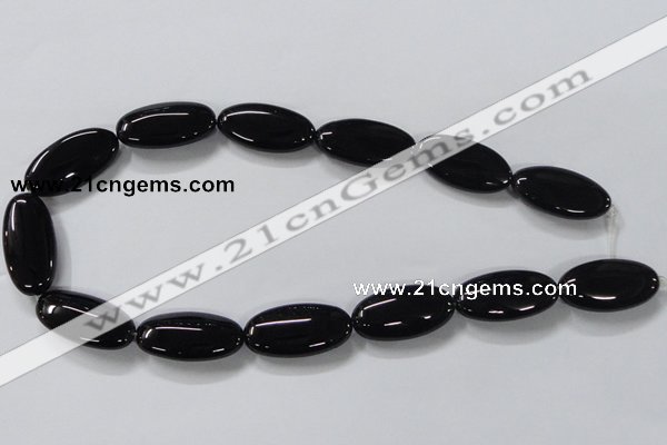 CAB763 15.5 inches 15*30mm oval black agate gemstone beads wholesale