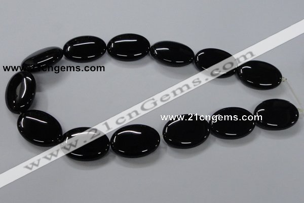 CAB764 15.5 inches 22*30mm oval black agate gemstone beads wholesale