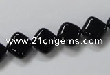 CAB765 15.5 inches 10*10mm diamond black agate gemstone beads