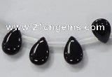 CAB771 15.5 inches 9*13mm top-drilled flat teardrop black agate beads