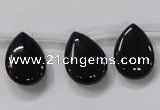 CAB772 15.5 inches 15*20mm top-drilled flat teardrop black agate beads