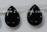 CAB773 15.5 inches 18*25mm top-drilled flat teardrop black agate beads