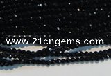 CAB780 15.5 inches 2mm faceted round black agate gemstone beads