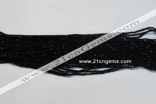 CAB780 15.5 inches 2mm faceted round black agate gemstone beads