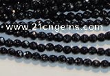 CAB781 15.5 inches 3mm faceted round black agate gemstone beads