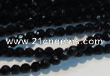 CAB782 15.5 inches 4mm faceted round black agate gemstone beads