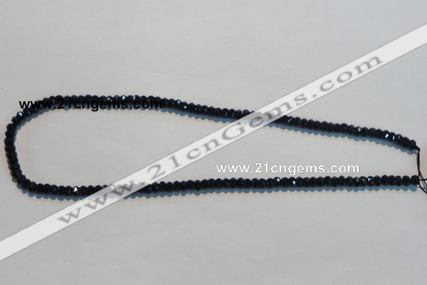 CAB786 15.5 inches 3*5mm faceted rondelle black agate gemstone beads