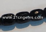 CAB788 15.5 inches 13*16mm faceted egg black agate gemstone beads