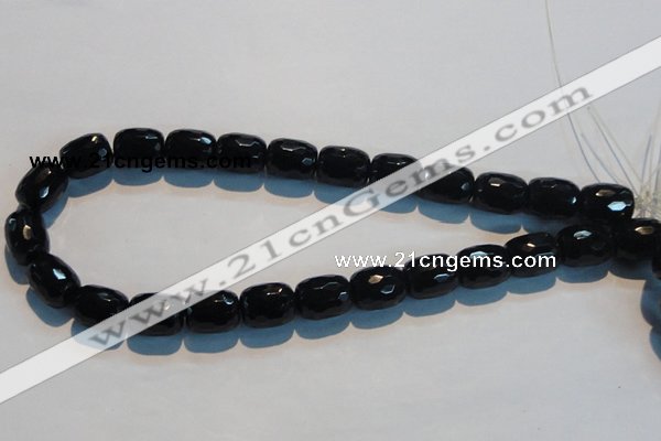 CAB788 15.5 inches 13*16mm faceted egg black agate gemstone beads