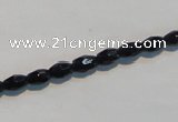 CAB789 15.5 inches 4*6mm faceted rice black agate gemstone beads