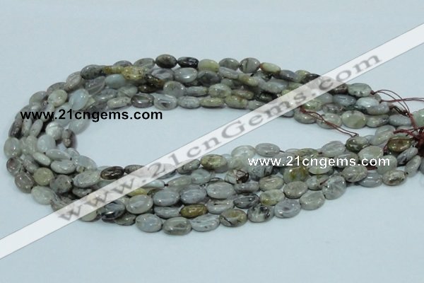 CAB79 15.5 inches 8*12mm oval silver needle agate gemstone beads