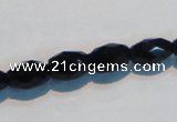 CAB791 15.5 inches 8*12mm faceted rice black agate gemstone beads