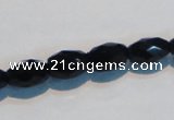 CAB791 15.5 inches 8*12mm faceted rice black agate gemstone beads