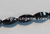 CAB793 15.5 inches 8*16mm faceted rice black agate gemstone beads