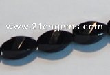 CAB796 15.5 inches 8*16mm faceted & twisted rice black agate beads