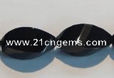 CAB797 15.5 inches 12*24mm faceted & twisted rice black agate beads