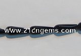 CAB798 15.5 inches 5*16mm faceted teardrop black gemstone agate beads