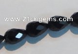 CAB799 15.5 inches 9*14mm faceted teardrop black gemstone agate beads