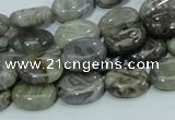 CAB80 15.5 inches 10*14mm oval silver needle agate gemstone beads