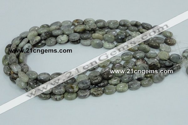 CAB80 15.5 inches 10*14mm oval silver needle agate gemstone beads