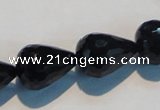 CAB800 15.5 inches 14*20mm faceted teardrop black gemstone agate beads