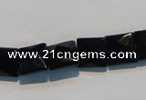CAB801 15.5 inches 10*10mm faceted square black gemstone agate beads