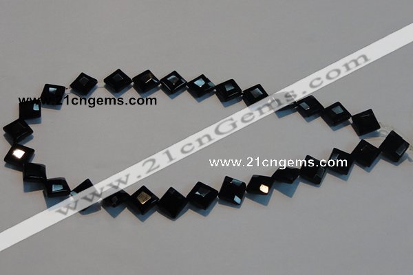 CAB803 15.5 inches 10*10mm faceted diamond black gemstone agate beads