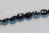 CAB805 15.5 inches 6*8mm faceted oval black gemstone agate beads