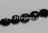 CAB806 15.5 inches 8*10mm faceted oval black gemstone agate beads