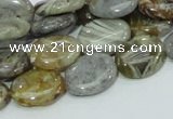 CAB81 15.5 inches 12*16mm oval silver needle agate gemstone beads