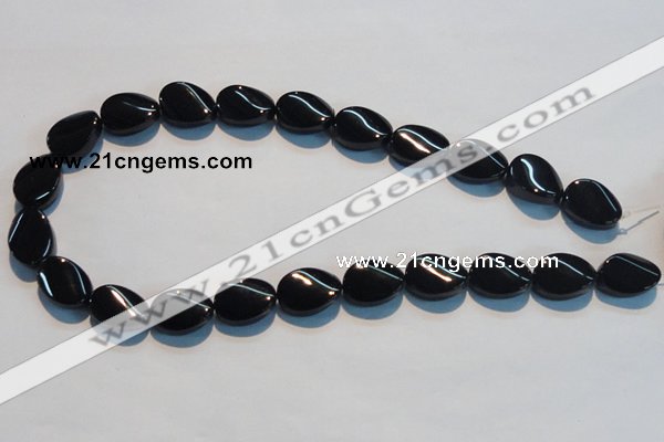 CAB814 15.5 inches 13*18mm twisted oval black agate gemstone beads