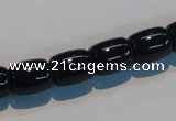 CAB819 15.5 inches 10*12mm drum black agate gemstone beads wholesale