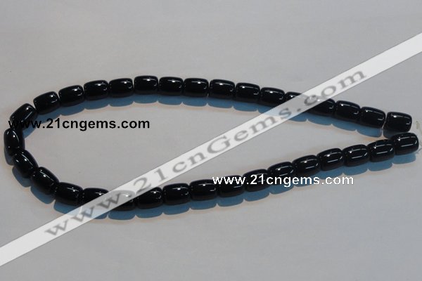 CAB819 15.5 inches 10*12mm drum black agate gemstone beads wholesale