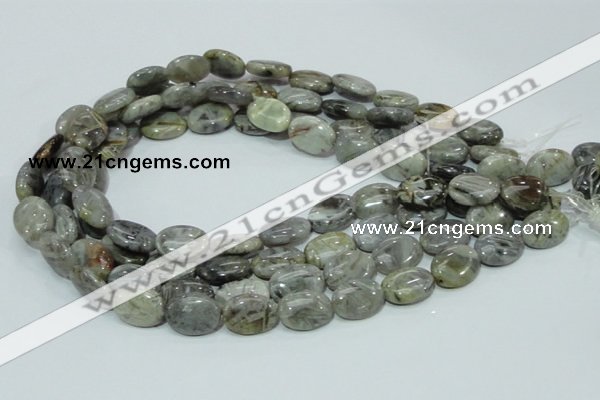 CAB82 15.5 inches 13*18mm oval silver needle agate gemstone beads