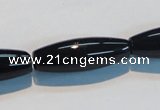 CAB821 15.5 inches 10*30mm rice black agate gemstone beads wholesale